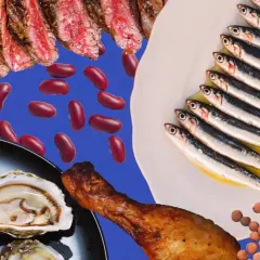 Filetes de carne, ostras, pollo asado, anchoas y frijoles. Alimentos ricos en zinc para una dieta equilibrada.