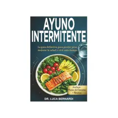 Portada del libro "Ayuno Intermitente" con un plato de salmón y ensalada. Guía para perder peso y mejorar la salud.