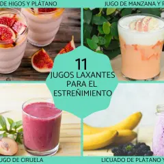 Batidos y jugos naturales, incluyendo higo y plátano, ciruela, y plátano con moras, son excelentes alimentos laxantes para aliviar el estreñimiento.