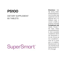 Suplemento PS100 con fosfatidilserina para qué sirve: 60 tabletas, 100mg por tableta. Mejora la función cognitiva.