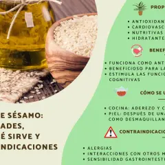 Aceite de sésamo: sus propiedades antioxidantes, cardiovasculares y nutritivas lo hacen ideal para la cocina y el cuidado de la piel.