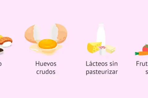 Evita pescado crudo, huevos crudos, lácteos sin pasteurizar y fruta/verdura sin lavar. Una dieta para embarazadas segura es clave.