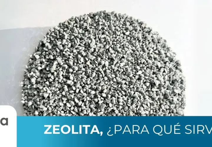 Montón de zeolita para consumo humano, con texto que pregunta "¿Para qué sirve?".