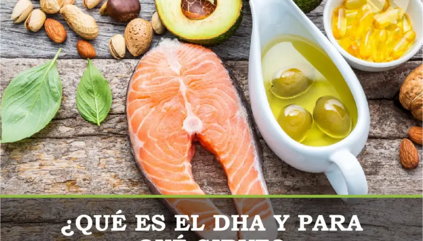 Salmón, aguacate, frutos secos y aceite de oliva, fuentes de dha. Descubre qué es y para qué sirve.