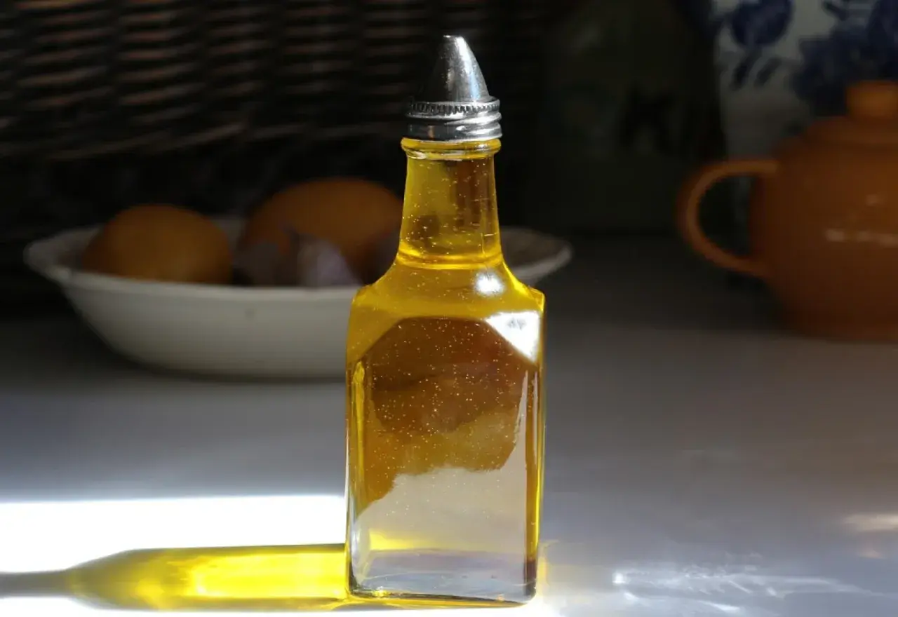 Botella de aceite de orégano. Precaución con los peligros del aceite de orégano, su uso excesivo puede ser perjudicial.