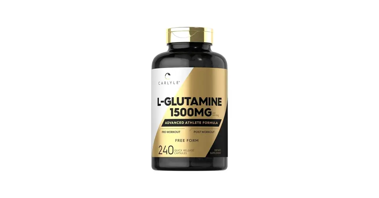 Bote de L-Glutamina 1500mg de Carlyle. Descubre para qué sirve la glutamina en tu rutina de atleta.