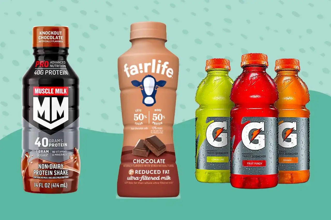 Batido de prote&iacute;na Muscle Milk, leche Fairlife y Gatorades. Ideal para recuperarte y saber qu&eacute; tomar para las agujetas.